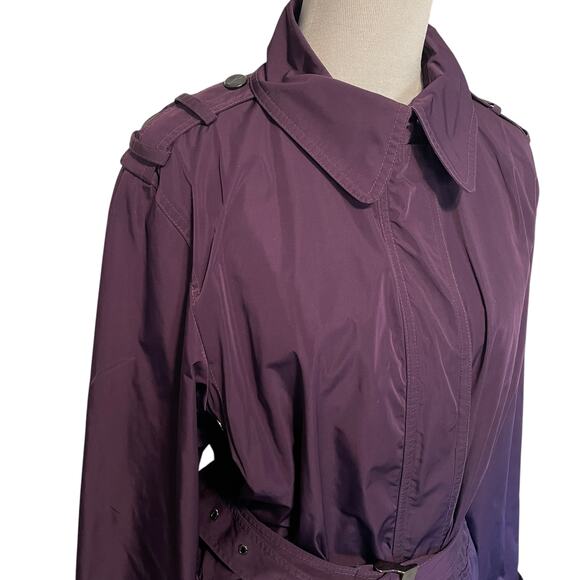 Lauren Ralph Lauren Trench Coat Womens Medium Purple Belted Rain Jacket Gorpcore - Picture 3 of 6
